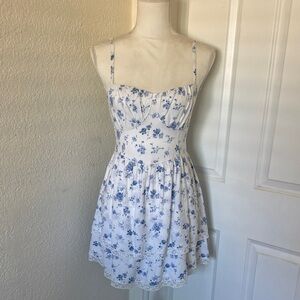 Hollister Brand New Floral Blue and White Dress